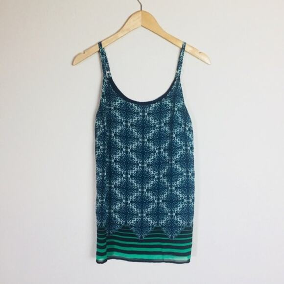 CABI Navy Tunic Cami Tank XS Diamond Print Office Business Work $68 Stripe Green - Picture 3 of 7